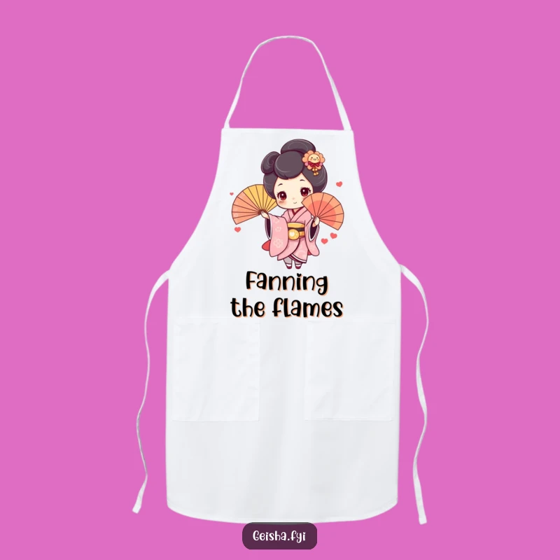 Funny Geisha Fan Apron: Cute Rosy Cheeks Chef, Humorous Kitchen Gift
