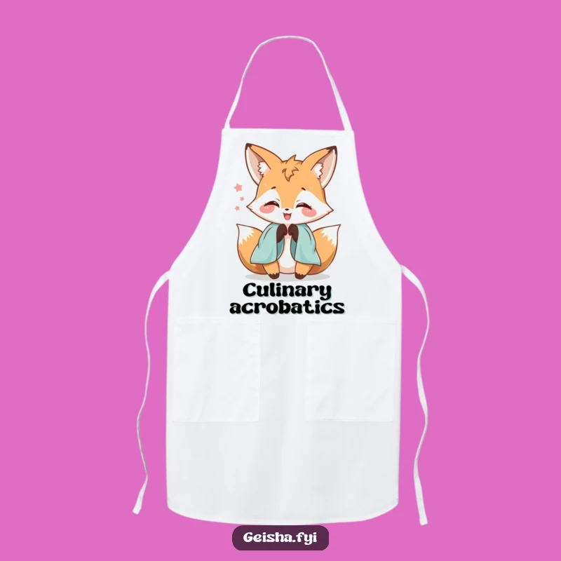 Funny Delighted Fox Silk Sleeve Apron: Cook with Whimsical Flair