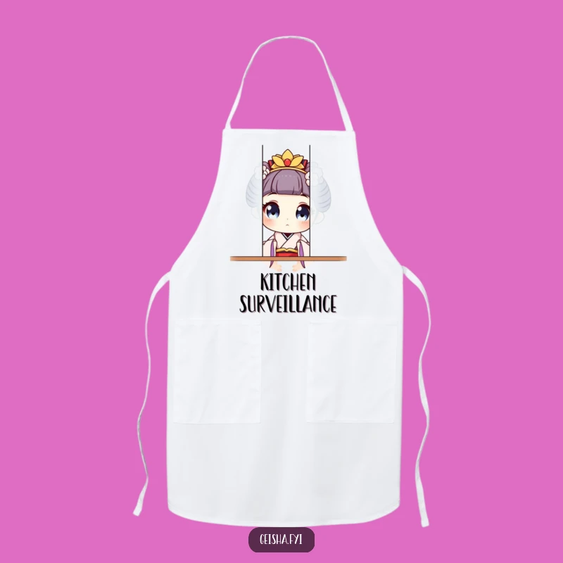 Funny Geisha Peeking Apron: Hilarious Kitchen Wear for Playful Cooks
