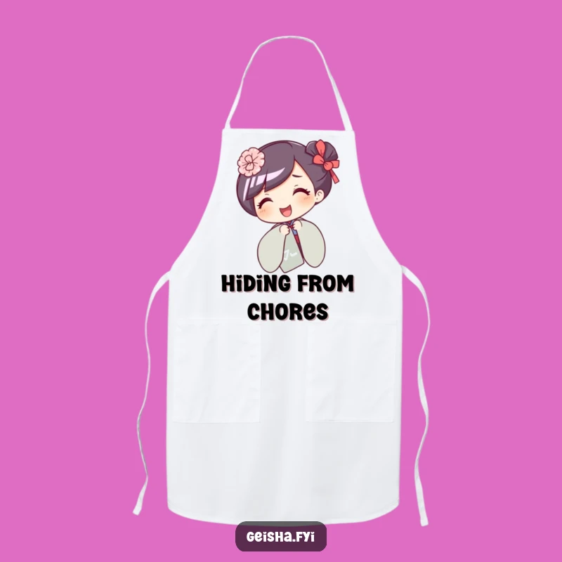 Funny Giggling Geisha Apron: Playful Kitchen Fun with Fan Hiding Gift