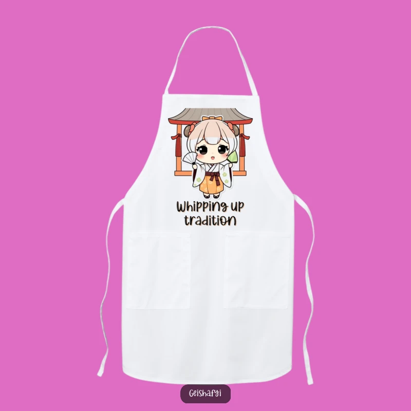 Funny Kawaii Japanese Character Fan Toss Apron - Playful Culinary Gift