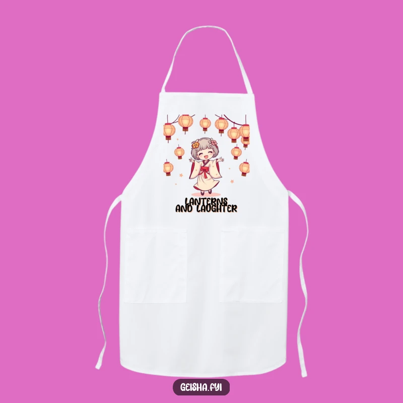 Funny Geisha Apron - Dance and Cook with Paper Lanterns
