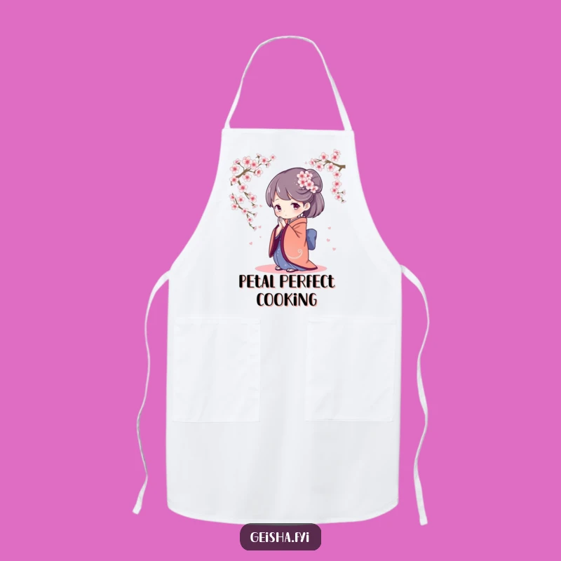 Elegant Geisha Apron: Bowing Chef Character, Serene Kitchen Gift