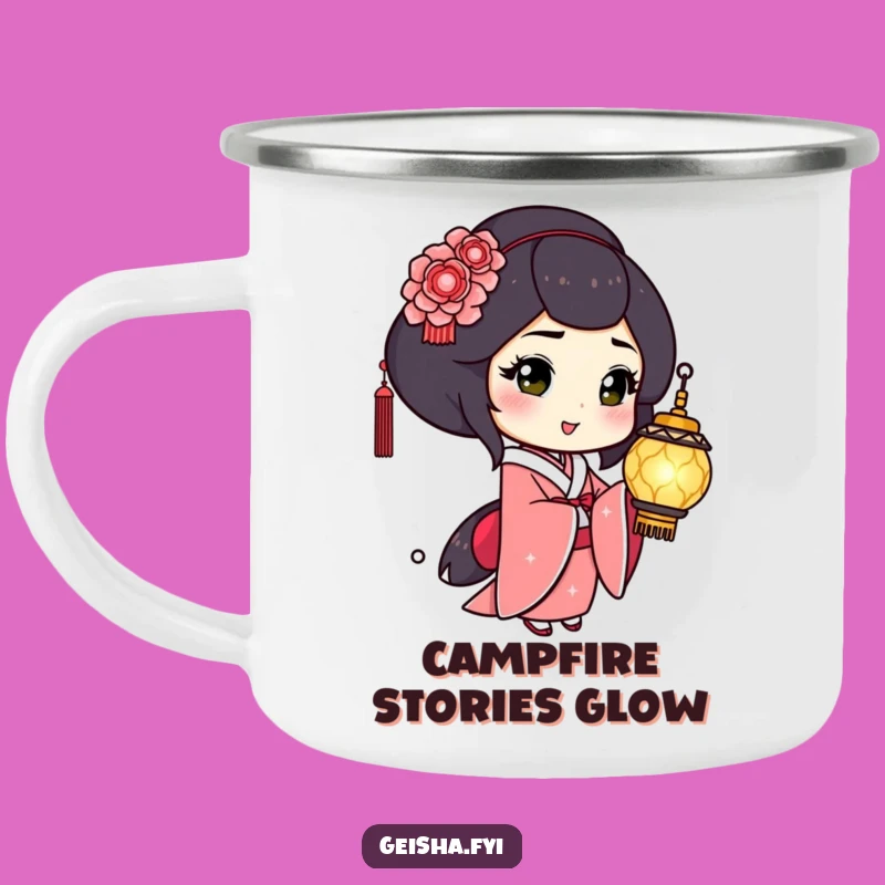 Funny Geisha Lantern Camping Mug: Playful Wink, Humorous Outdoor Gift