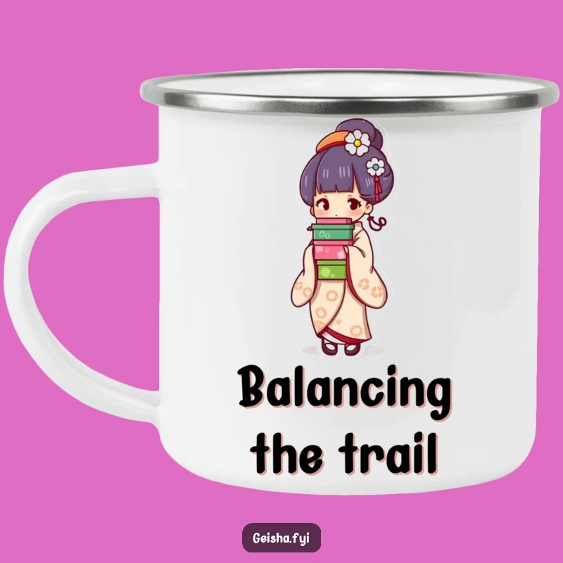 Durable Funny Geisha Box Camping Mug - Outdoor Balance, Colorful Design, Great Funny Gift