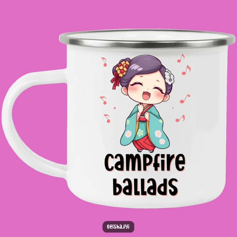 Durable Funny Geisha Singing Delight Camping Mug: Music on the Go
