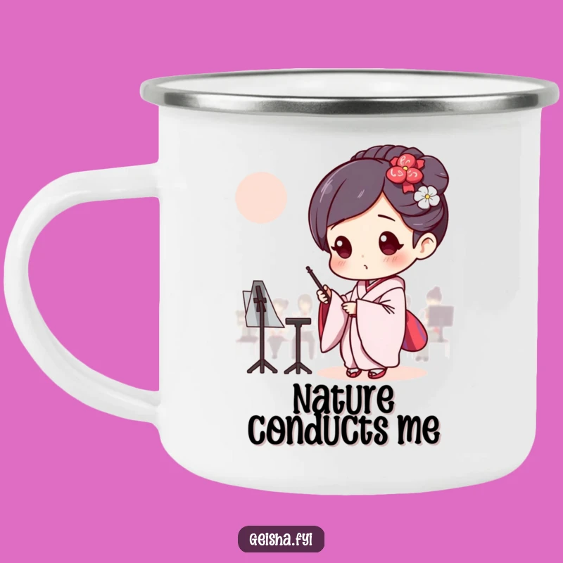 Funny Geisha Conductor Camping Mug: Outdoor Performance, Fun Gift!