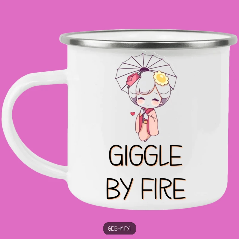 Funny Geisha Giggle Camping Mug - Shy Outdoor Companion, Perfect Funny Gift!