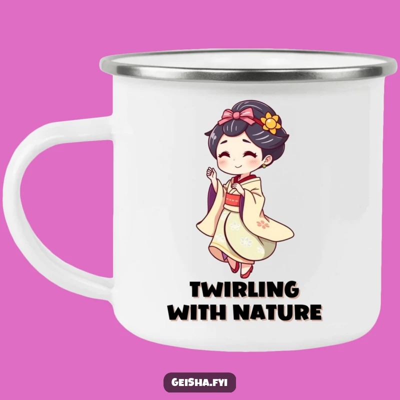 Funny Geisha Spin Camping Mug: Outdoor Flair, Fun Gift!