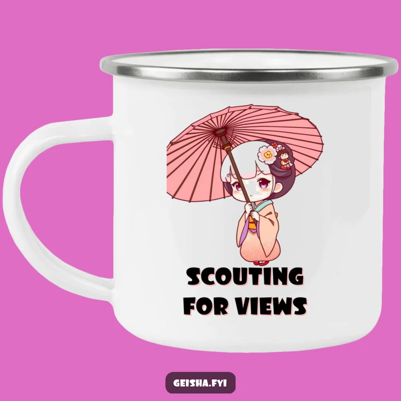 Funny Geisha Umbrella Camping Mug: Outdoor Curiosity, Fun Gift!