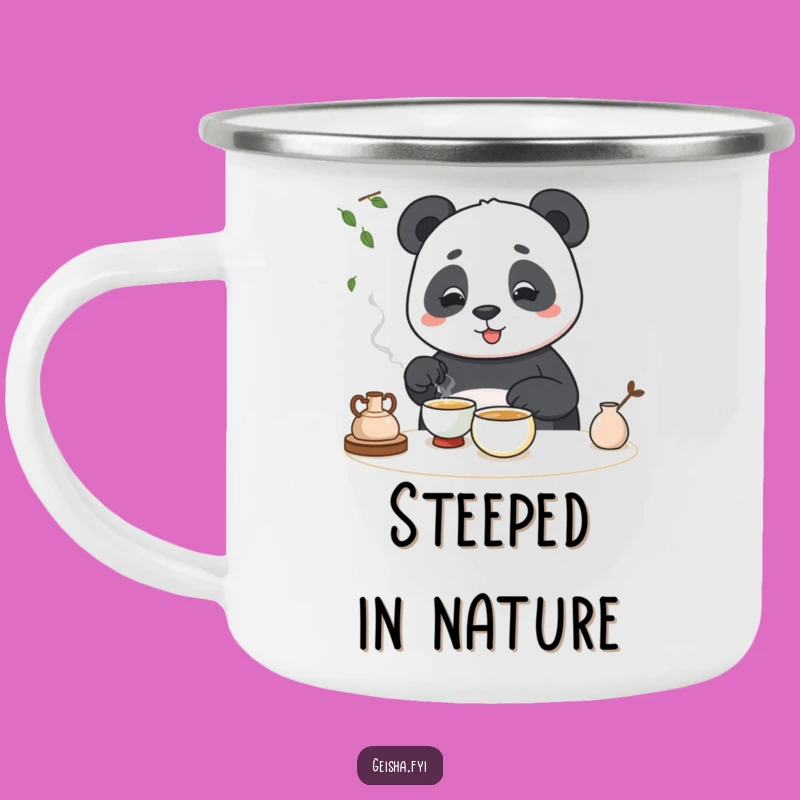 Funny Panda Tea Ceremony Enamel Mug: Adventure & Laughter