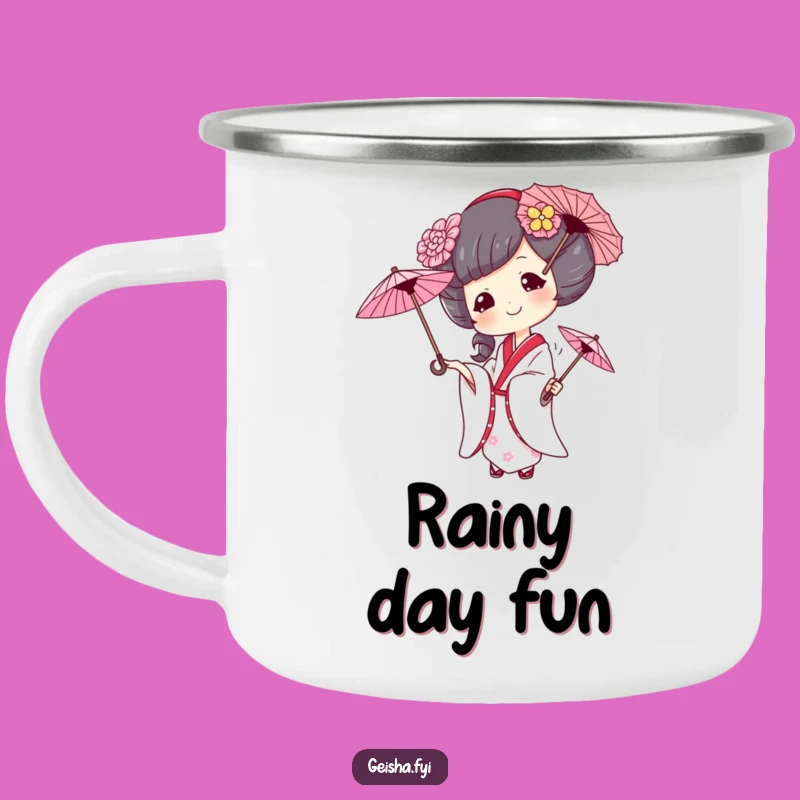 Funny Geisha Juggling Umbrellas Camping Mug: Adventure Fuelled by Laughter, a Great Gift
