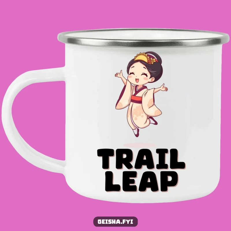Funny Joyful Geisha Camping Mug, Energy for Every Outdoor Adventure