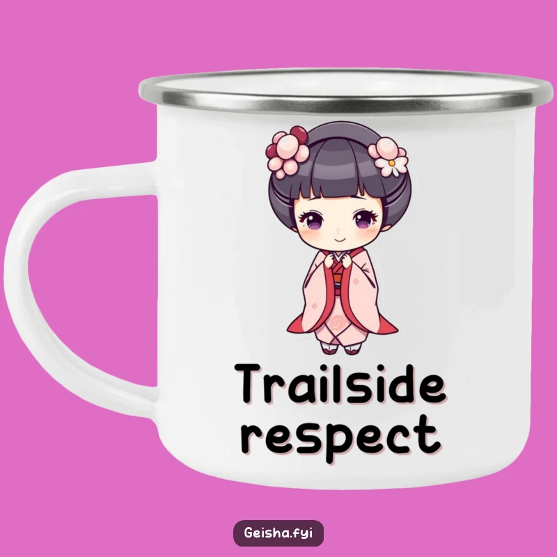 Funny Geisha Bowing Camping Mug: Graceful Sips for Cheerful Outdoor Adventures