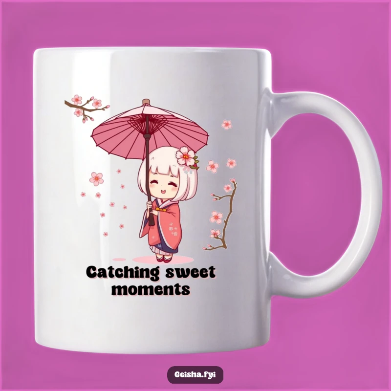 Funny Geisha Umbrella Cherry Blossom Mug - Giggling Garden Gift
