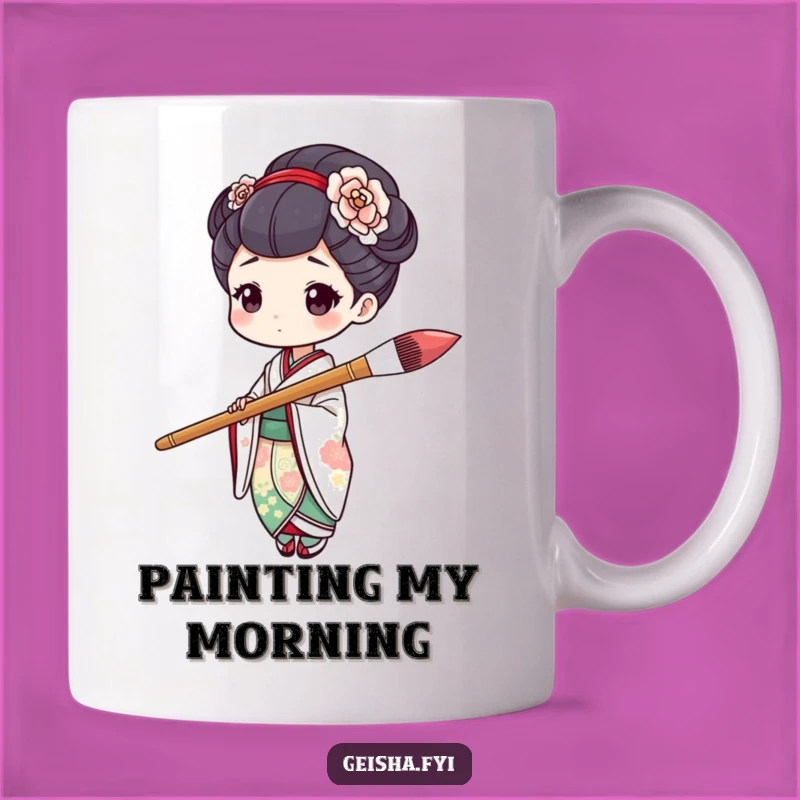 Funny Geisha Art Mug: Hilarious Painter Character Brushstroke Gift