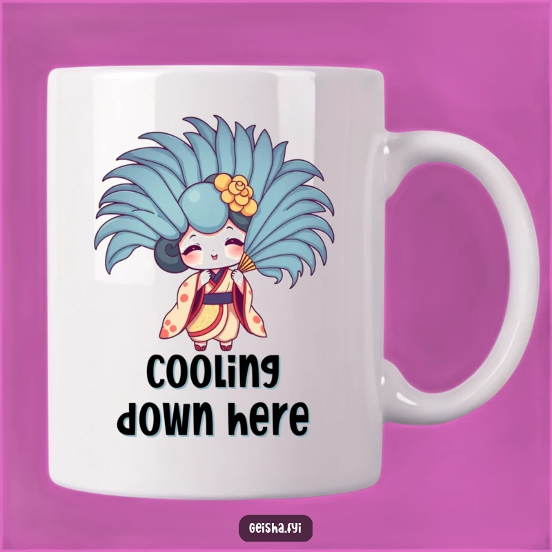 Funny Geisha Fan Feather Fan Mug - Hilarious Playful Character Gift