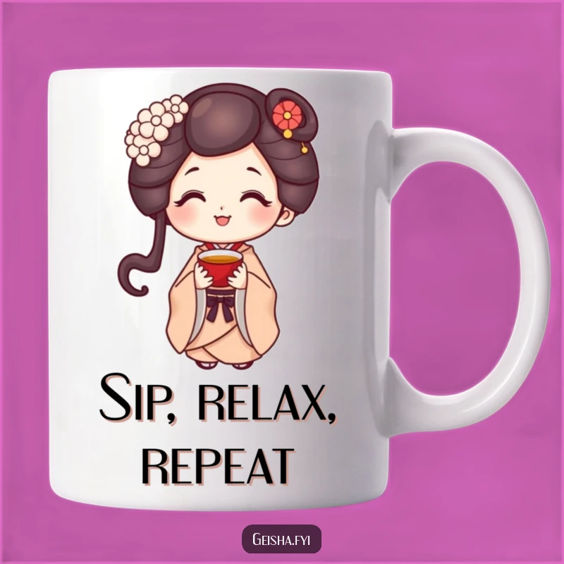 Funny Geisha Tea Mug - Sweet Smile Character, Perfect Sereni-tea Gift