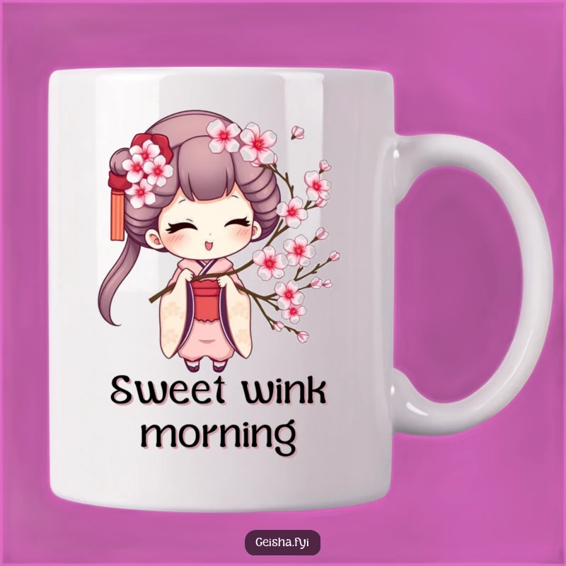 Funny Geisha Winking Mug - Playful Charm & Floral Delight!
