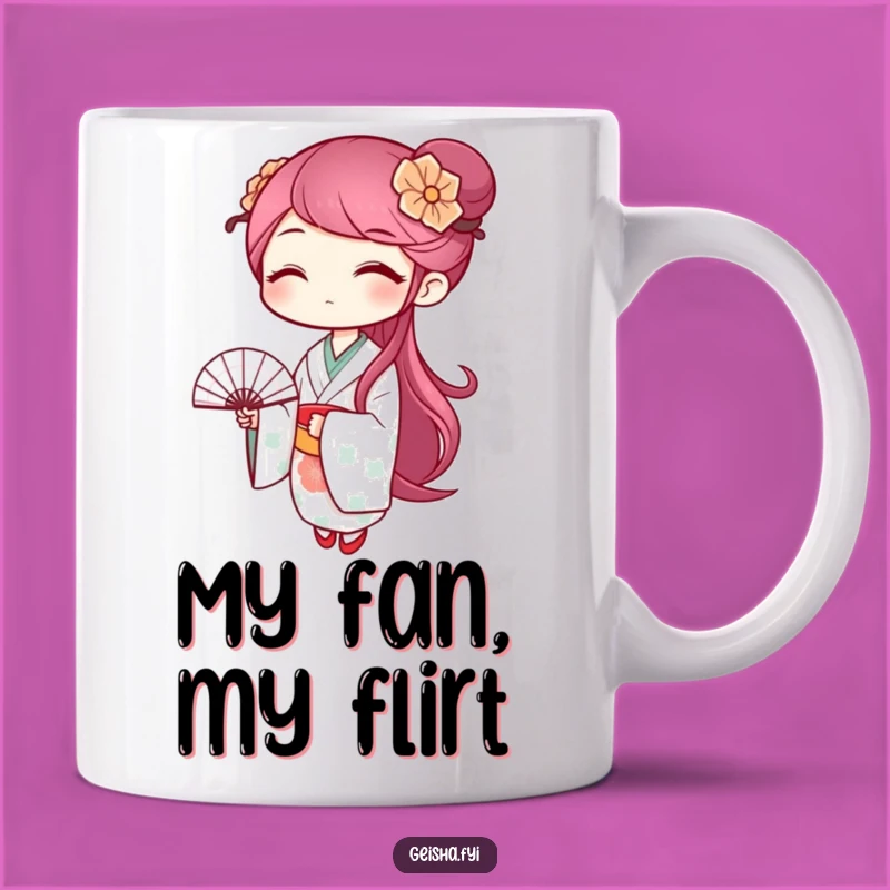 Funny Winking Geisha Fan Mug: Playful Charm & Gift Idea