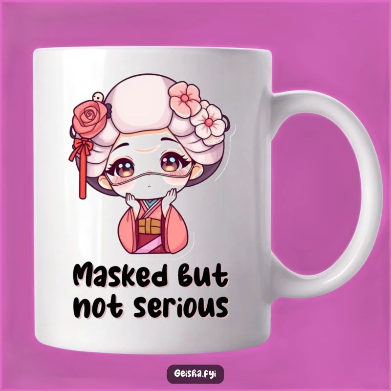 Funny Geisha Mask Face Mug - Hilarious Expression & Cultural Flair!