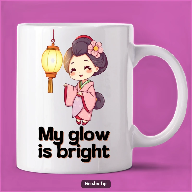Funny Smiling Geisha Lantern Mug, Brighten Your Day with Warmth and Light