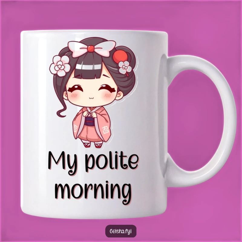 Funny Geisha Bow Mug: Happy Character's Smile, a Perfect Hilarious Gift