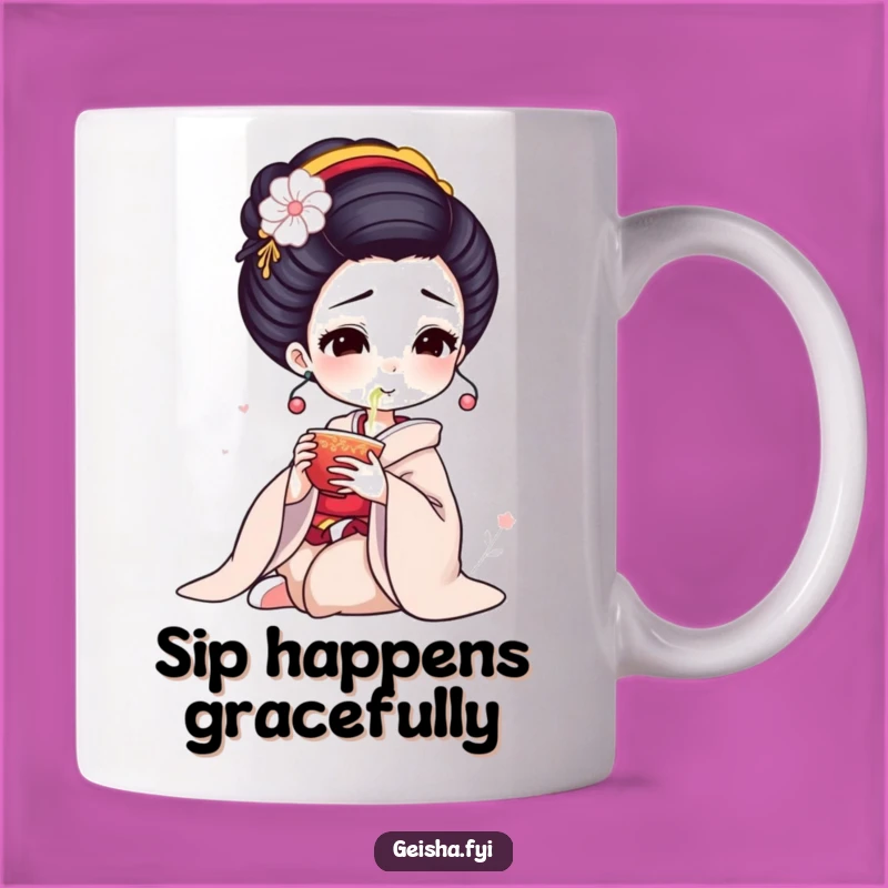 Funny Geisha Tea Mug: Elegant Sips Character, Humorous Gift for Tea Lovers
