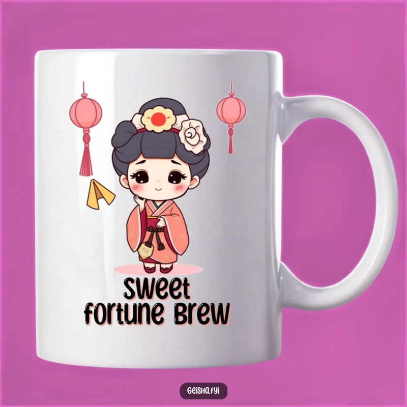 Funny Fortune Cookie Geisha Mug: Happy Toss, Playful Character, Unique Surprise Gift