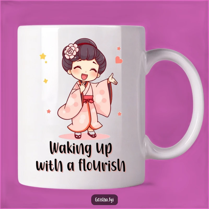 Funny Geisha Silly Dance Mug: Joyful Character Art for a Whimsical Gift