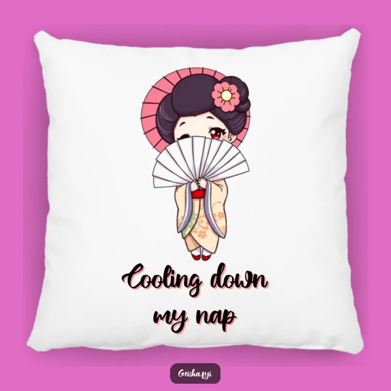 Comfortable Funny Geisha Fan Pillow - Elegant Accent, Playful Fan Cushion, Adorable Funny Gift