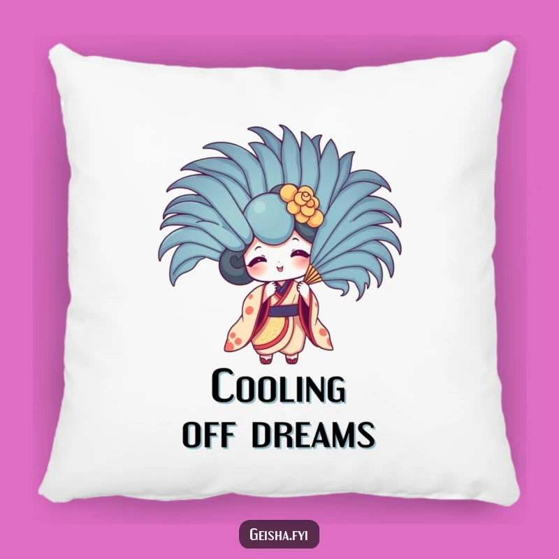 Funny Geisha Fan Feather Fan Pillow - Cozy Playful Decor