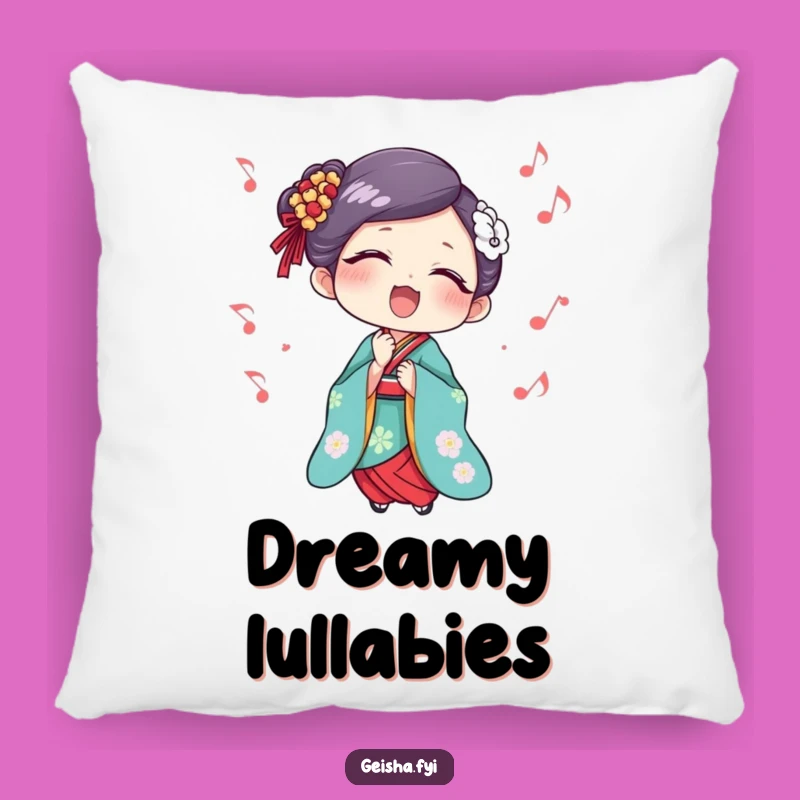 Cute Funny Geisha Singing Delight Pillow: Cozy Comfort and Sweet Melodies