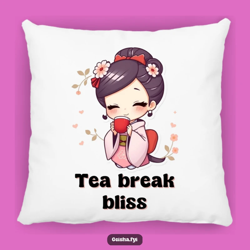 Funny Cute Geisha Pillow: Cozy Comfort with Elegant Tea Sipping Gift