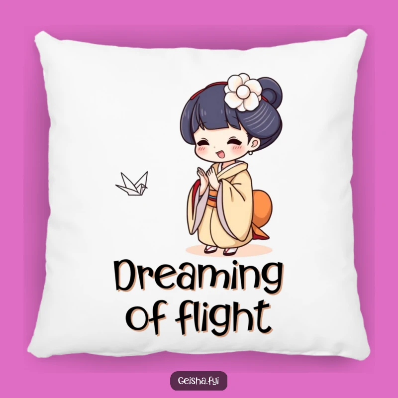 Funny Geisha Crane Pillow: Cozy Delight, Humorous Accent Gift!