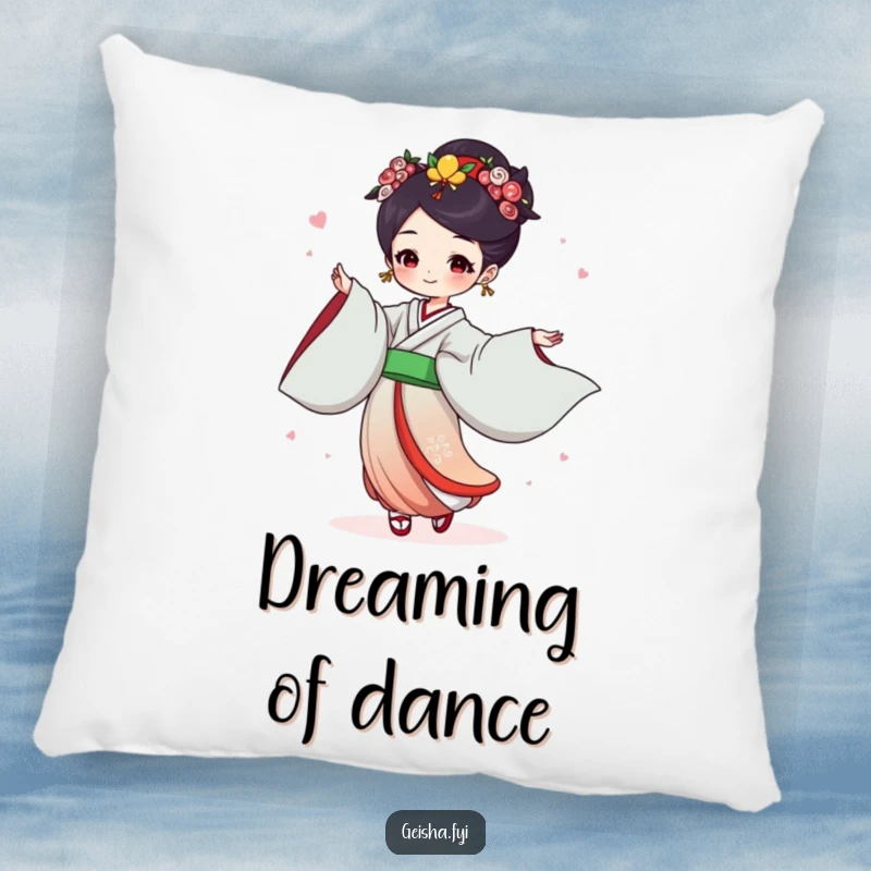 Funny Geisha Pillow: Joyful character dances with flowing sleeves, a soft and humorous decorative accent.