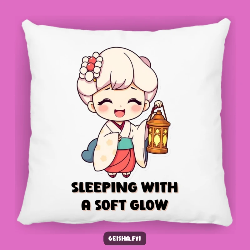 Funny Geisha Lantern Laugh Pillow: Soft Comfort with Illuminating Joyful Humor Gift