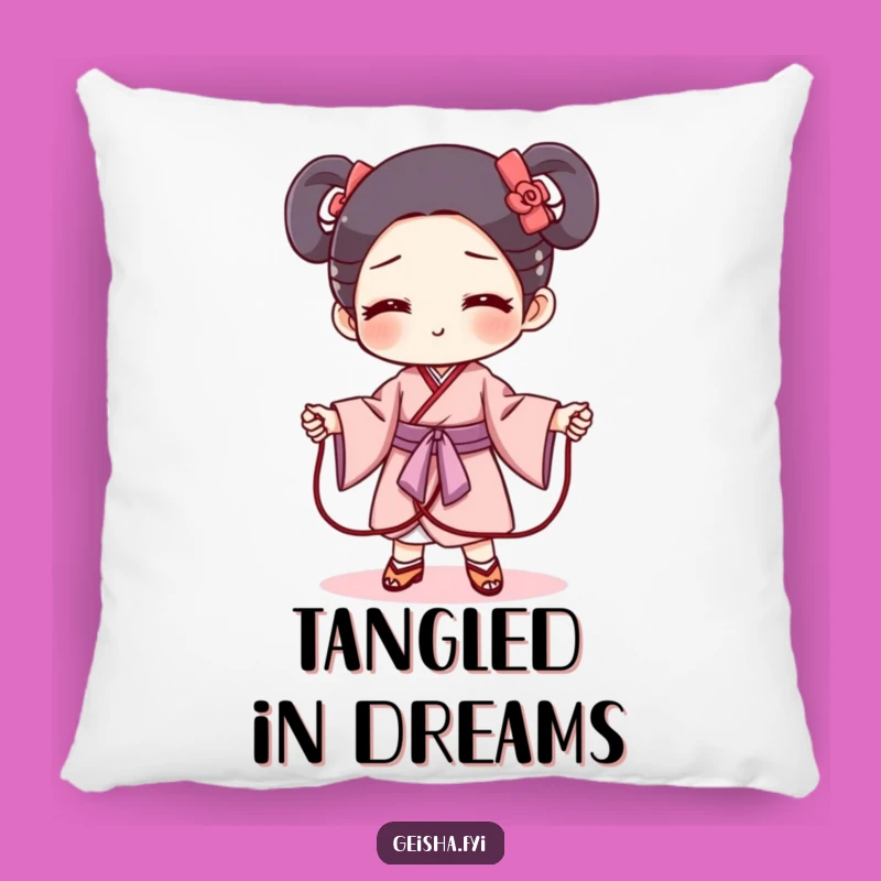Funny Geisha Obi Jump Rope Pillow - Cozy Mischievous Decor