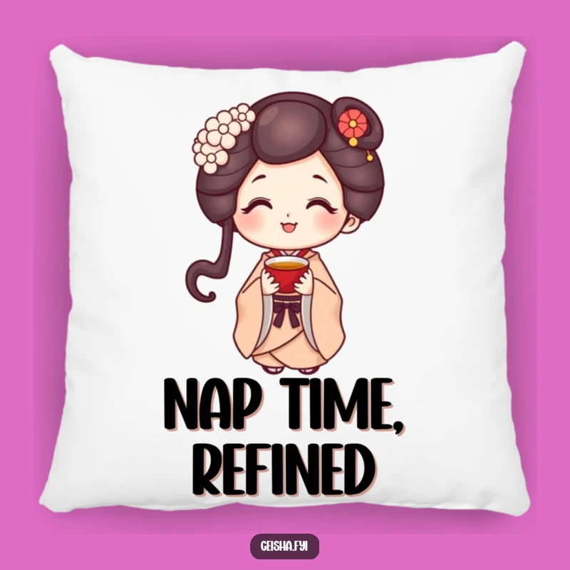 Funny Geisha Pillow - Sweet Smile Character, Cozy Comfort Gift