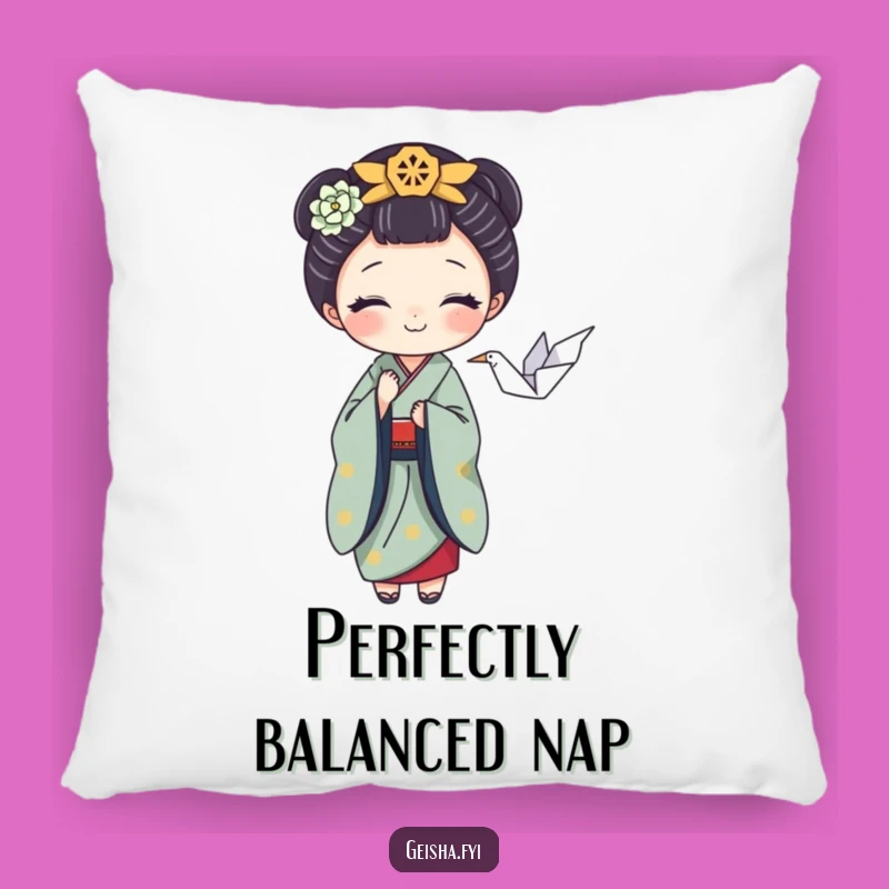 Funny Geisha Pillow: Playful Crane Balance, Perfect Artistic Accent