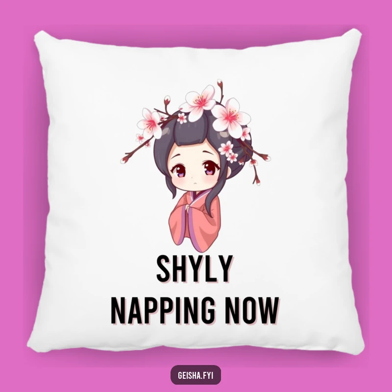 Funny Shy Geisha Pillow: Cherry Blossom Comfort, Perfect Gentle Accent