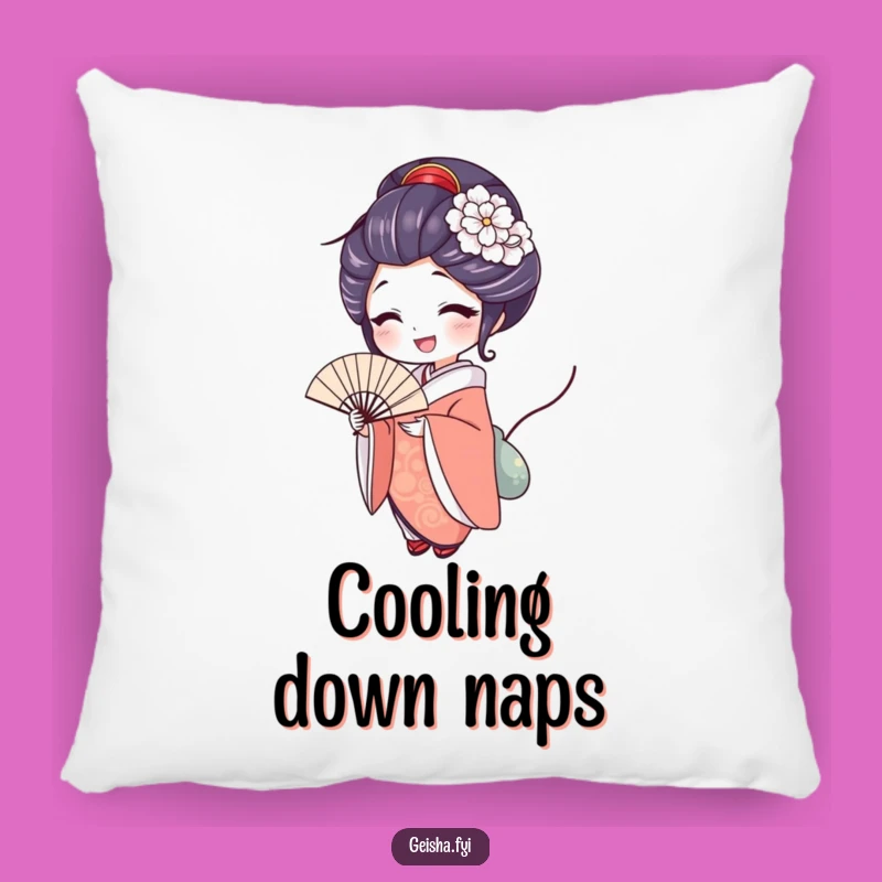 Soft Funny Delighted Geisha Pillow, Comfort and Elegance with a Fan