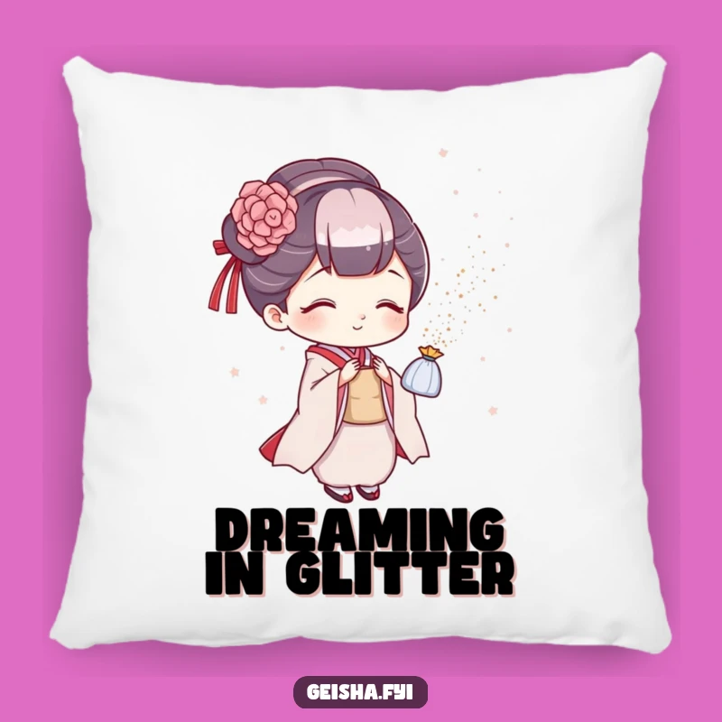 Soft Funny Geisha Glitter Pillow - Playful Comfort, Sparkly Accent, Adorable Funny Gift