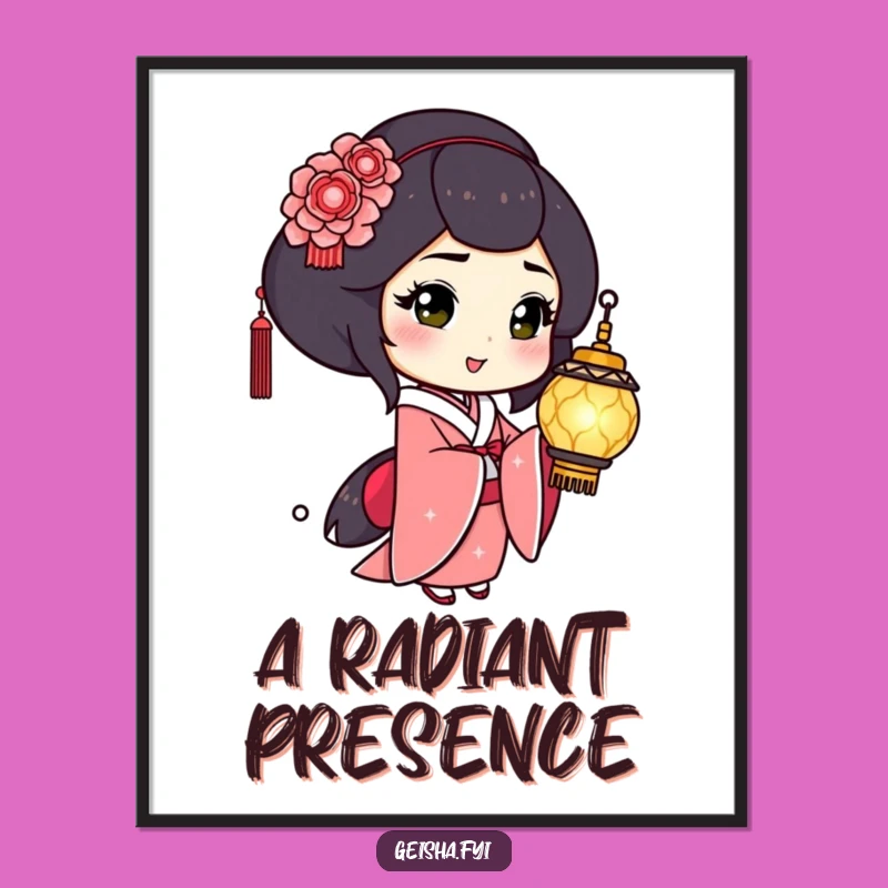 Funny Geisha Lantern Digital Print: Playful Wink Art, Humorous Gift