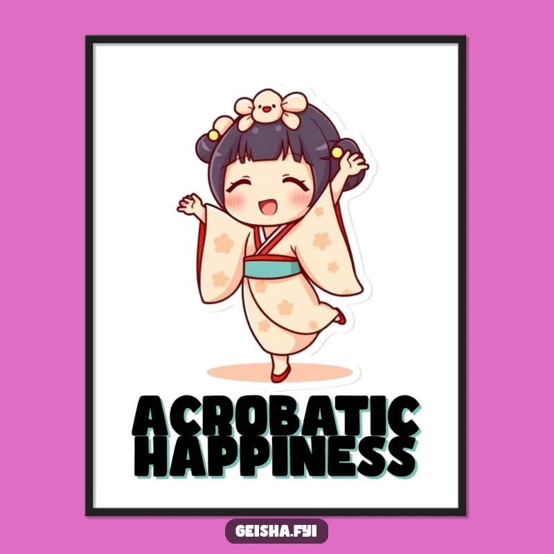 Funny Geisha Doll Cartwheel Digital Art - Instant Delighted Decor