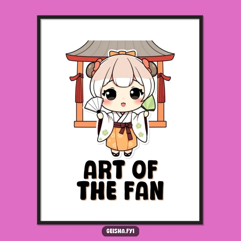 Funny Kawaii Japanese Character Fan Toss Digital Art - Instant Cultural Decor Gift