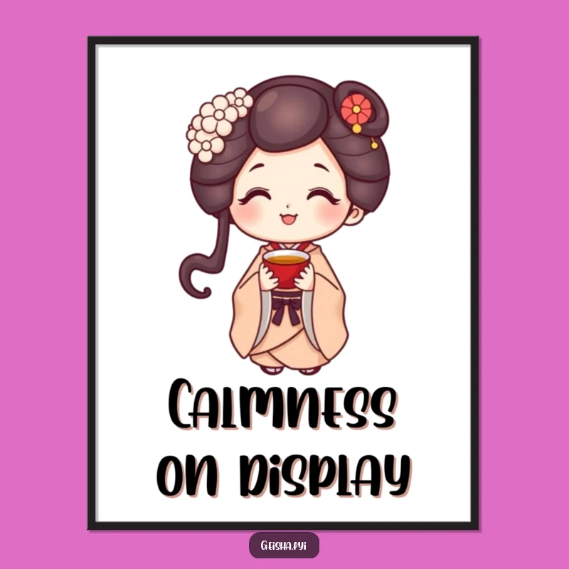 Funny Geisha Digital Art - Sweet Smile Character, Instant Decor Gift