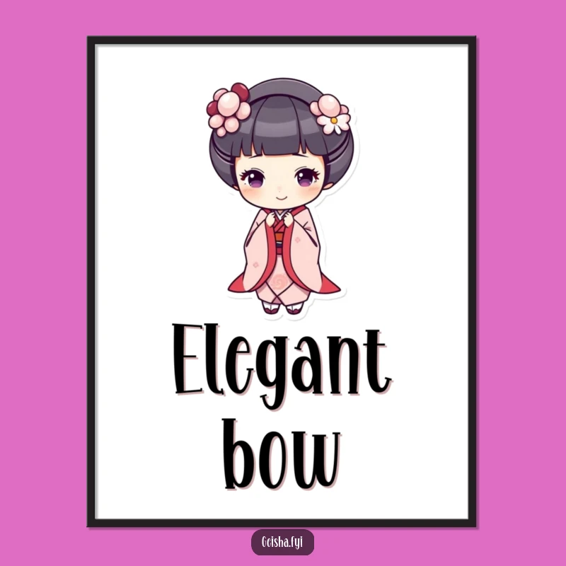 Funny Geisha Bowing Digital Print: Instant Grace and Cheer for Your Walls