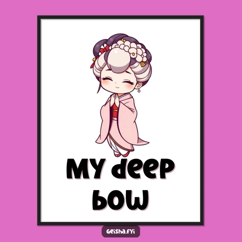 Funny Geisha Exaggerated Bow Digital Art - Instant Humorous Download Gift