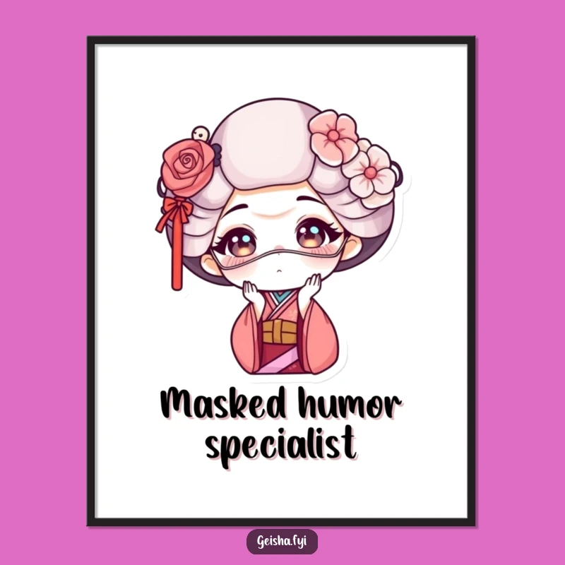 Funny Geisha Mask Face Digital Art - Instant Whimsy for Your Walls!